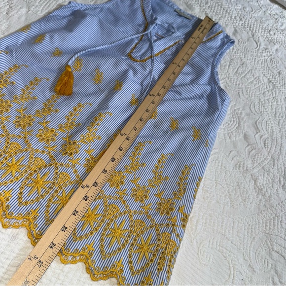 Skies Are Blue Sleeveless Top / Blouse Blue & Gold Size Small - Picture 4 of 11